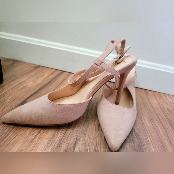 Lulus pink stiletto velvet matetial slingbacks 8.5‎ like new - Picture 1 of 6